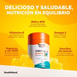 Omega 3 En Gomitas Dha 60 Gummies Para 1 Mes Health Hack Sabor Piña