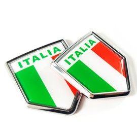 Newperlite Italy Flag Decal Sticker Car Emblem Italian Flag Car Decoration Accessories Chrome Shield for Truck Vehicles Cars, 2 Pack
