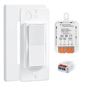 SURAIELEC Upgrade 3-Way Wireless Light Switch and Receiver Kit, Works with Existing Switch, No Neutral Wire Required, Decora Compatible, No Interference Remote Control, Ideal for Old Houses Lighting