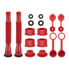sourcing map 2set Gas Can Spout Replacement, Gas Can Nozzle Flexible Pour Nozzle w Fine/Coarse Thread Cap, Spout Sealing Cap, Gas Can Vent Cap-A/B for Most 1/2/5/10 Gal Can, Red