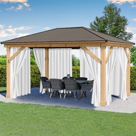 HolidayIdeas Waterproof Patio Outdoor Curtains with Rod Pocket 6 Pcs- UV & Privacy Protect Weatherproof Gazebo Outdoor Drapes for Porch, Balcony, Apartment, Sliding Glass Door, White, 54x95 Inch