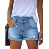 luvamia Women's Fashion Ripped High Waisted Denim Shorts Roll Hem