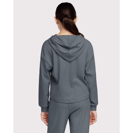 Stelle Girls 2 Piece Ribbed Tracksuits Long Sleeve Hooded Sweatshirts and Sweatpants Sets Knit Sweatsuit Athletic Outfits (Charcoal,M)