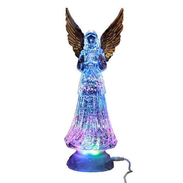 Crystal Angel LED Lighted Sparkling Multi-Color Changing Figurines 12'' Prayer Angel Statues Home Decorative/Decor Figurine Faith-Hope- Love-Peace Angels Wings Statue XMAS Ornaments Decorations