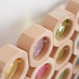 Baoblaze 20x Wooden Blocks Stacking Toys Rainbow Acrylic Building Cubes Fine Motor Skills Educational Boys Girls Kids