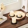 3-Piece Black Wood Candle Holder Plate Base Set for Pillar