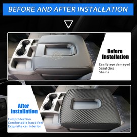 XYHGM Car Center Console Armrest Cover for Chevy Silverado & GMC Sierra 2019-2024 Leather Anti-Scratch Central Arm Rest Box Lid Seat Cover Protector Accessories(Jump Seat Bench Seat,Carbon Fibre+Black