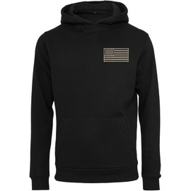 Baddery Hoodie Men's: USA Flag with Embroidery Patch - Men's Pullover - US Army Hoodie for Men, black