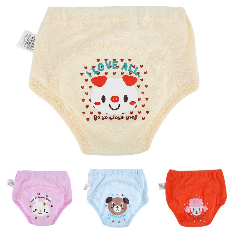 4Pcs Anti Leakage Baby Cartoon Training Pants 4 Layers Waterproof