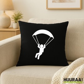 Huuraa Cushion Cover Paragliding Gift 40 x 40 cm Black Cotton Paragliding Present