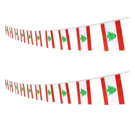 Ceclflag Lebanese String Flag Banner, 16 ft 20 Mini Flags, 5.5 x 8.2 Inch, Polyester, Rectangular, Red, Green
