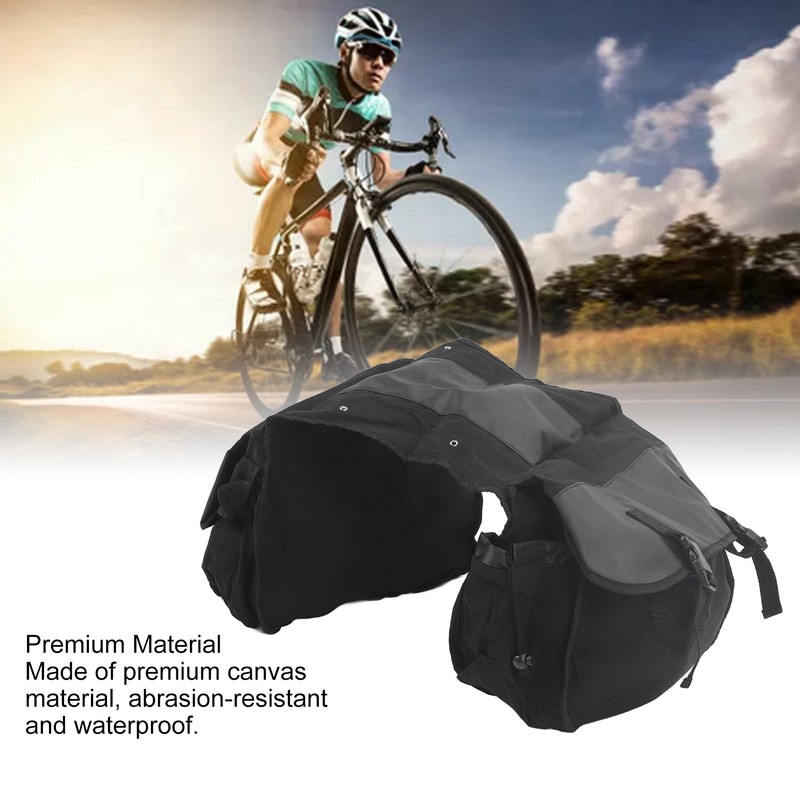 Bicycle Rear Seat Bag Black Large Capacity Canvas Waterproof Elastic