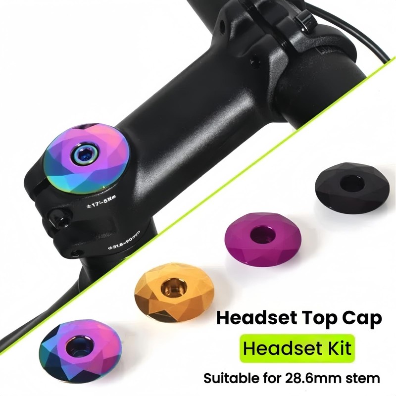 JMFahrrad Diamond-Cut Bicycle Stem Headset Top Cap, Black