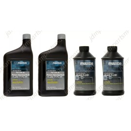 Mazda Genuine Mazda (2x) Power Steering Fluid 1qt. (Red Color) + (2x) Brake Fluid 12oz
