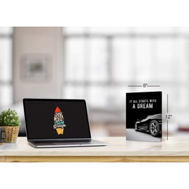 HB Art Design It All Starts with a Dream Inspiring Lettering Black Luxury Car Canvas Print Motivational Wall Art Success Entrepreneur Quote Office Decor Inspirational Artwork Gift Ready to Hang 28x19