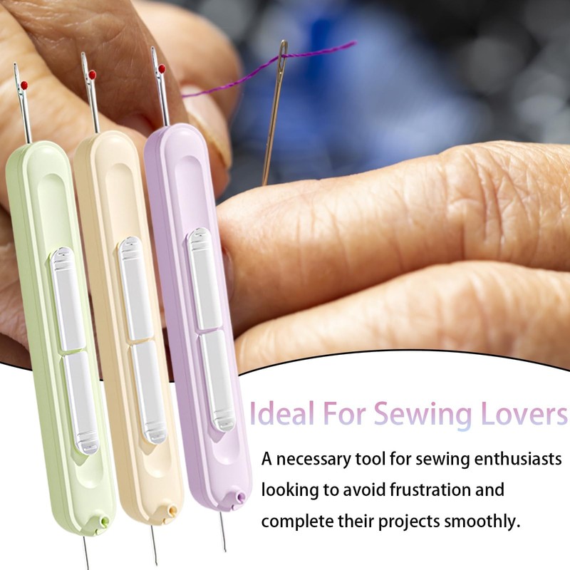 3pcs Needle Threaders, 2 in 1 Needle Threader Seam Ripper