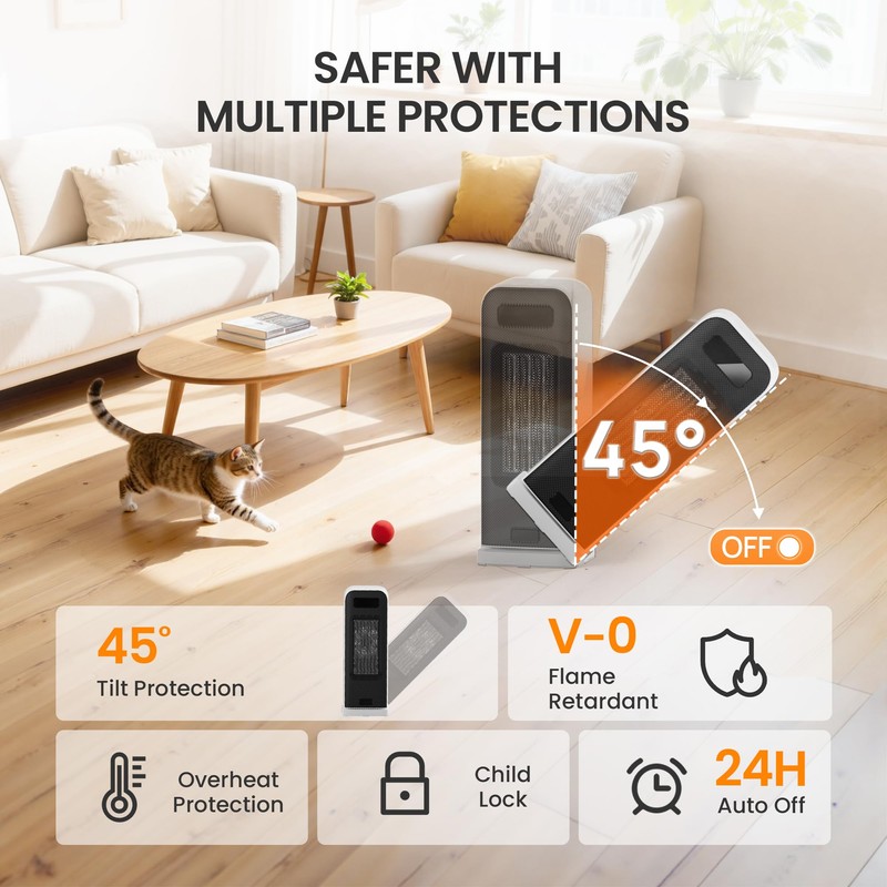 Space Heater for Bedroom, Smart Electric Heater with WiFi and