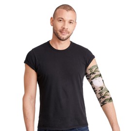Care+Wear Long PICC Line Cover – Ultra-Grip PICC Line Sleeve for Upper or Lower Arm with Mesh Viewing Window, Provides Improved Comfort and Security for PICC Line Coverage (Large, Camo)