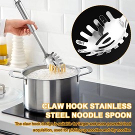 2 Pack Spastal Spoons, Serving Tongs, Spaghetti Tongs, Stainless Steel Pasta Clips, Pasta Dispenser, Meat Tongs, Suitable for Baking and Cooking Pasta, Roasting Meat, Dishwasher Safe