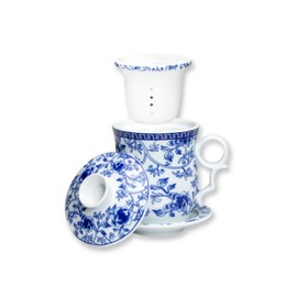 HAFTOLYR Ceramic tea cups, mugs, with filters and lids, bright and colorful tea cups for making tea, coffee and other beverages, with a capacity of about 400ml. (Fanhuashijing 306)