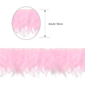 AWAYTR 5 Yards Turkey Feather Trim - 4~6in Width Natural Fluffy Feather Trim Fringe for DIY Dress Crafts Costumes Decoration (Pink)