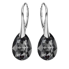 Earrings 925 Silver Hanging, Earrings Hanging with Crystals, Choose Jewellery for You, Bet on Silver Earrings in the Shape of a Pear, Silver, Crystal