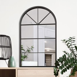 ironsmithn Wall Mirror Mounted Decorative Long Hanging Arched Window Frame Decor Wall-Mounted for Bathroom Vanity, Living Room or Bedroom(19.7” x31.5” x0.9”)