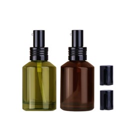 2 Pcs 60ml 2oz Glass Travel Bottles for Toiletries Leakproof Cosmetic Cream Pump Bottles Lotion Pump Bottles Dispenser Travel Containers Soap Dispenser with Black Pump(Wine Red and Green)