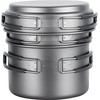 Explorer Bear Titanium Stackable Camping Cooking Pot Mess Kit Set