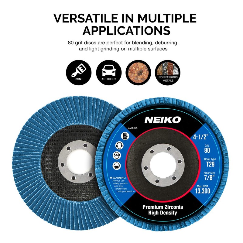 NEIKO 11258A 10 Pack Jumbo Zirconia Flap Discs 4-1/2 for
