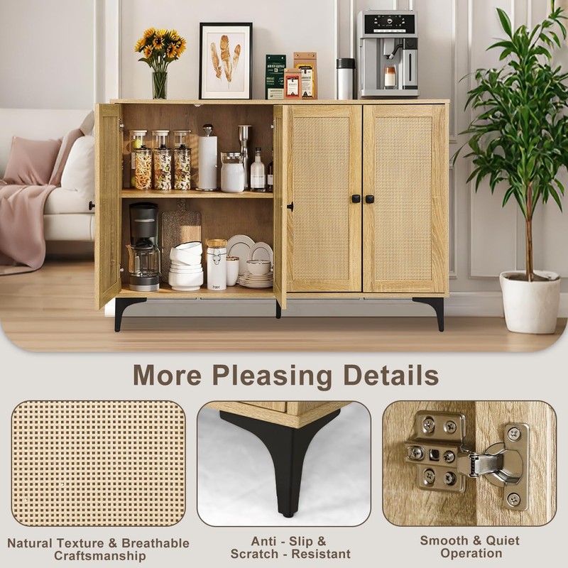 Rattan Cabinet, Buffet Cabinet with Storage