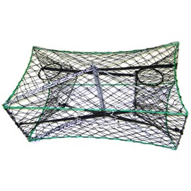 KUFA Galvanized Foldable Crab Trap & Accessory Kit (5/16" x100' Non-leaded Sinking Rope, Caliper,Harness,Bait Bag & 11" Red/White Float) S33+CEM1