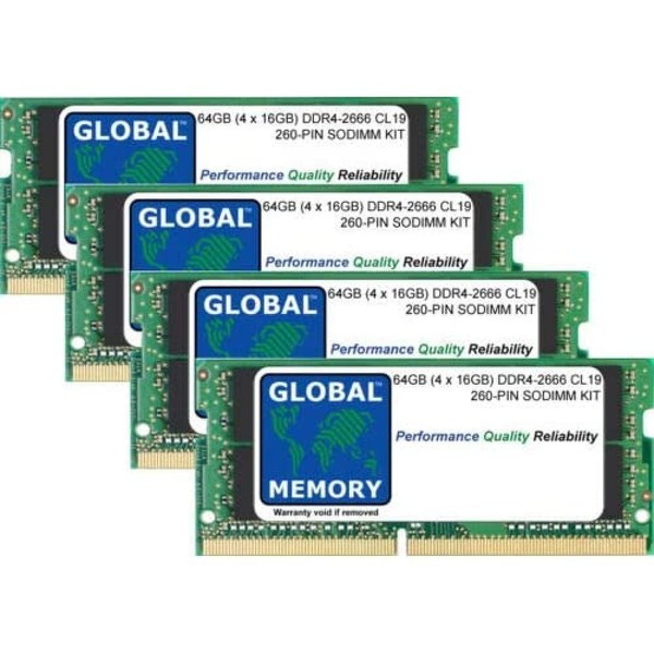 64GB (4 x 16GB) DDR4 2666MHz PC4-21300 260-PIN SODIMM MEMORY