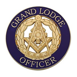 Grand Lodge Officer Round Masonic Auto Emblem - [Purple & Gold][3'' Diameter]