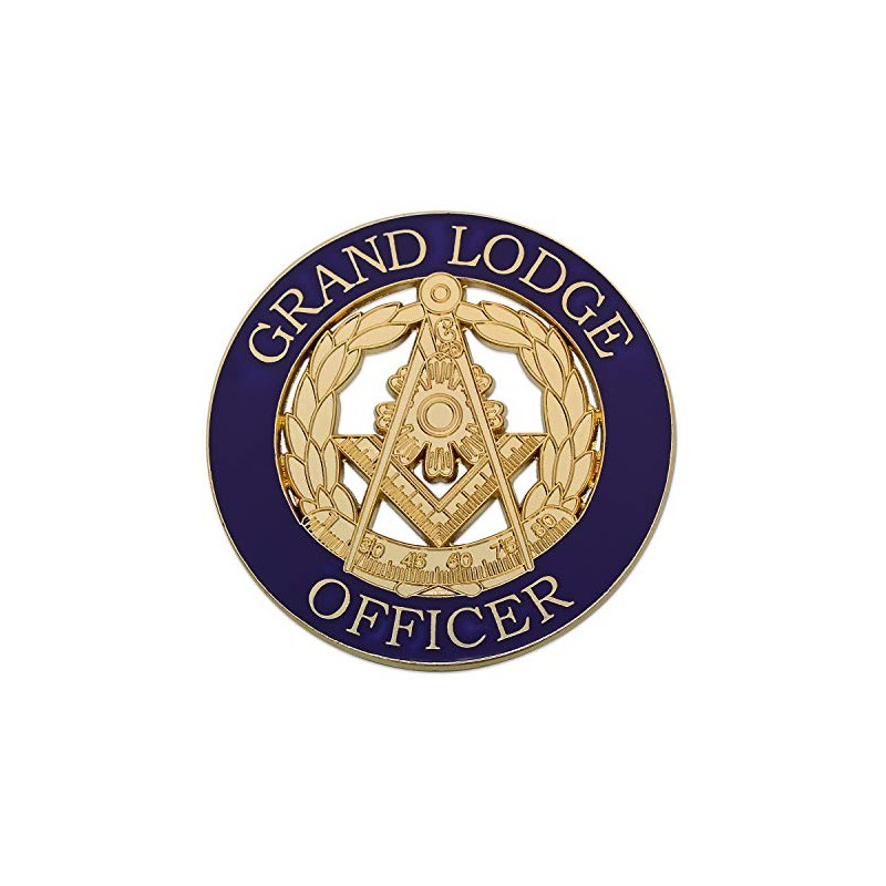 Grand Lodge Officer Round Masonic Auto Emblem - [Purple &