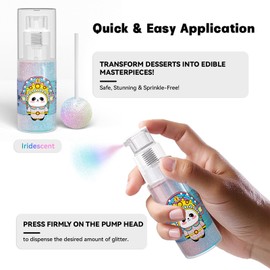 Iridescent Edible Glitter Spray, 10g Food Grade Cake Glitter, Edible Glitter for Cocktails, Edible Shimmer Powder for Drinks, Cupcakes, Strawberries, Chocolate