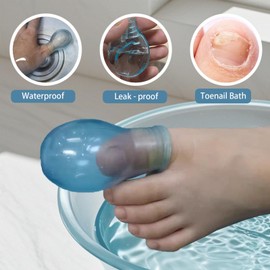 Givam Finger Waterproof Sleeve, Toe Soak Sleeve, Nail Bath Soaking, 3 Pack Reusable Silicone Toe Waterproof Protectors for Shower Bath (2 Large 1 Small)
