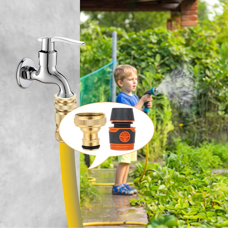 Universal Kitchen Hose Tap Connector Fitting Set,Outside Garden Tap Brass