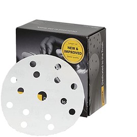 Mirka Basecut White Hook and Loop Hook It 150mm 6 Inch Sanding Discs - Box 100 Abrasive P500 Grit Automotive Refinishing Sandpaper Sanding Discs 15 Hole Vacuum Dust Extraction System