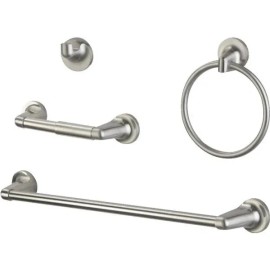 seasons NEW Seasons 4pc 18 Bath Accessories Kit With Towel Bar In Brushed Nickel