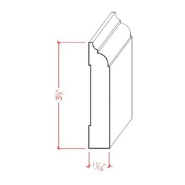 EWBB22 Nose & Cove 3-1/2" Tall x 11/16" Baseboard Moulding. Unfinished, Maple, 42"