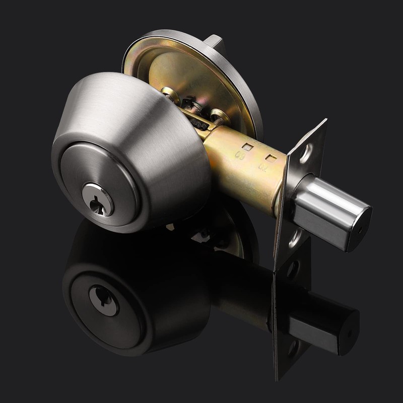 Probrico Satin Nickel Deadbolts, Front Door Deadbolts with Key, Single