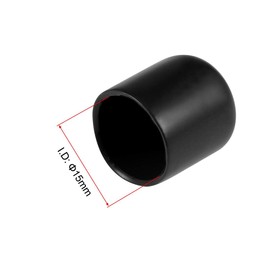 TOP-VIGOR 25Pcs 15mm ID Round Rubber End Caps, Flexible Screw End Caps Thread Protectors, Black Vinyl Bolt Covers Rubber Covers for Screws, Tubes, Cables, Wires, etc
