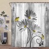VeiVian Rustic Farmhouse Shower Curtain, Farm Gray Grey Daisy Floral