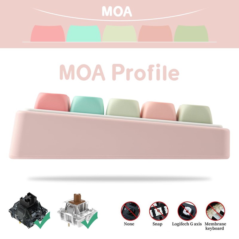 TYRIXKI PBT Keycaps 126 Keys MOA Profile Cute Keycap Dye-Sublimation
