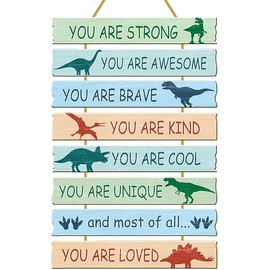 Rutiyoka Dinosaur Room Decor for Boys Bedroom Wall Dino Inspirational Art Kids Wood Decorations Little Boy Nursery Toddler Sign