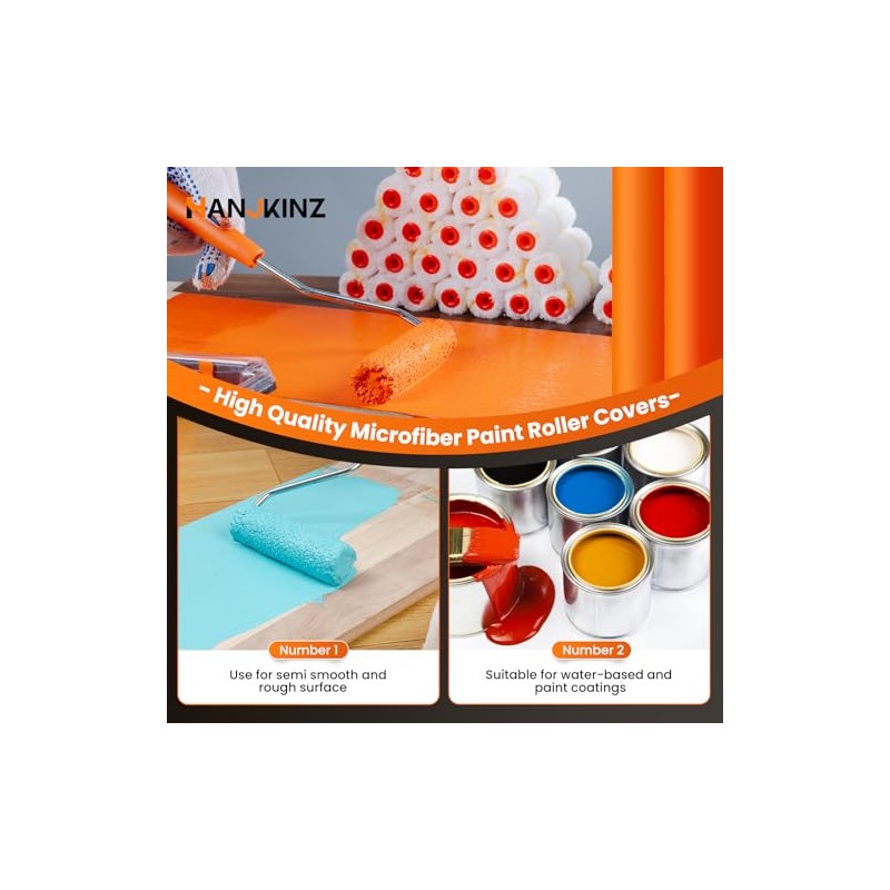 24 Pack Microfiber Paint Roller 4 Inch, Mini Paint Roller
