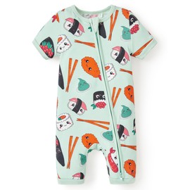 PATPAT Baby Pajama with Bamboo Viscose, Footie Jumpsuit Romper with 2-Way Zipper for Baby Boy Girl Toddler Sleeper Sleepwear, Sushi, 9-12 Months