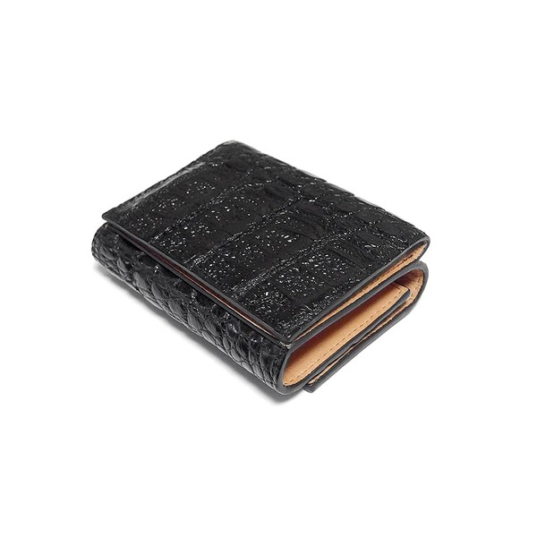 EVERSOUL Men's Compact Wallet Coin Purse, Crocodile Trifold Leather, Genuine