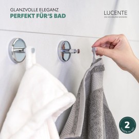 bremermann® LUCENTE bathroom range - 2-Piece Hand Towel Hook Set in chrome-plated stainless steel